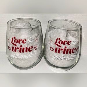 2 Piece Stemless Wine Glass Set (Love the Wine You're With!)